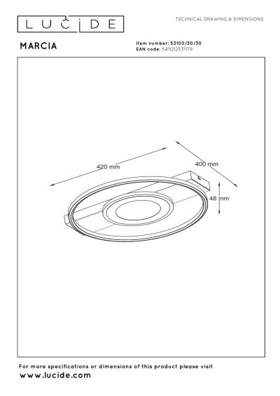 Lucide MARCIA - Flush ceiling light- LED 3 StepDim - 1x32W 2700K - Black
